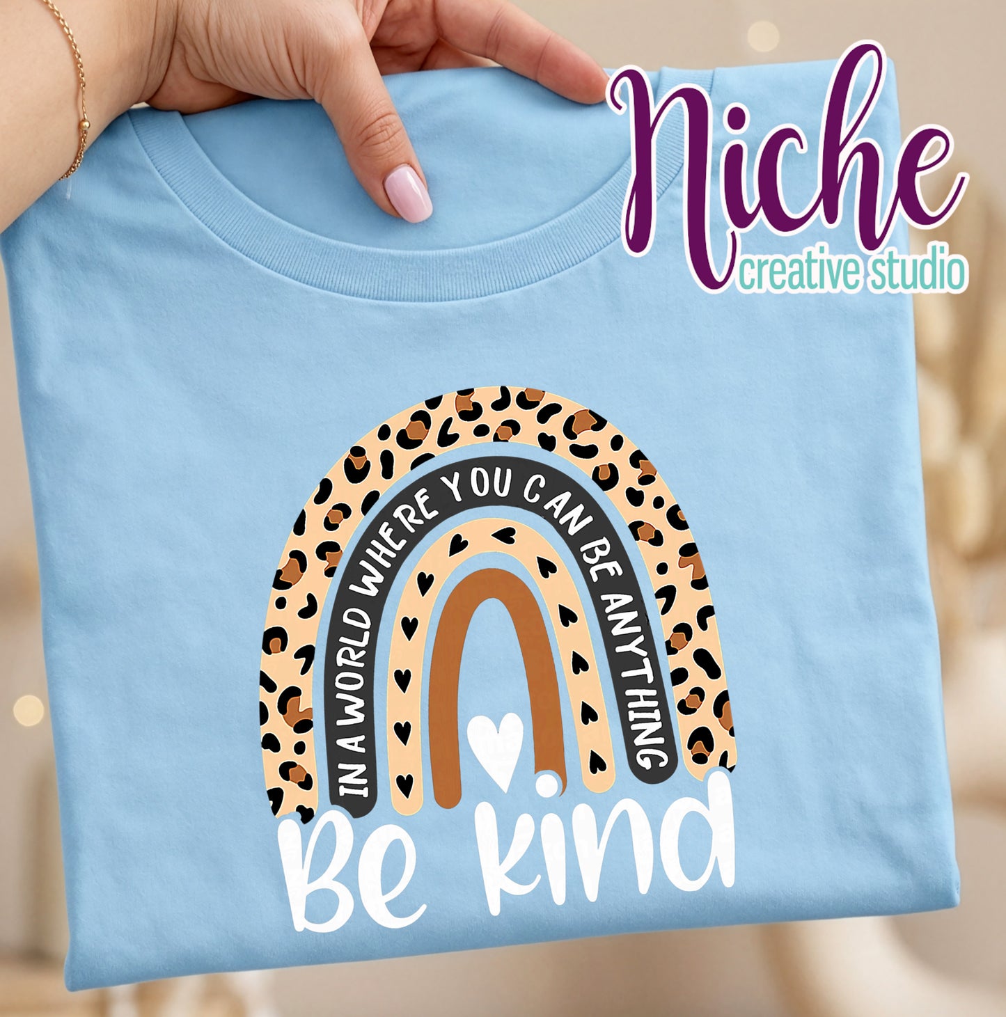 -CAU8614 Be Kind Leopard Rainbow Decal
