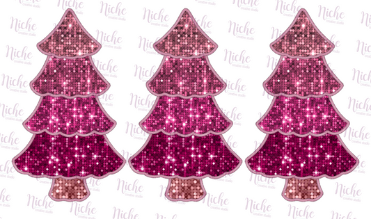 -CHR1040 Pink Tree Faux Sequin Decal