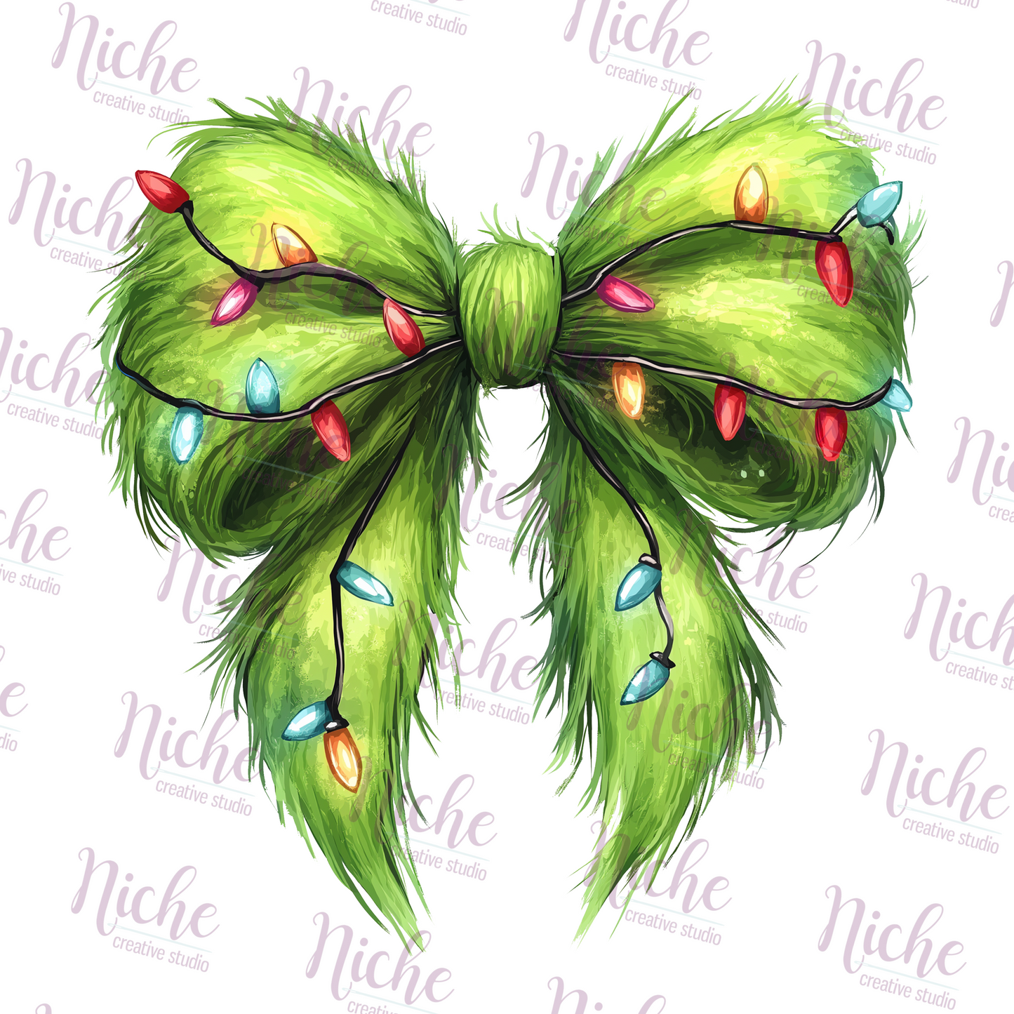 -CHR5424 Green Fur Coquette Bow Decal