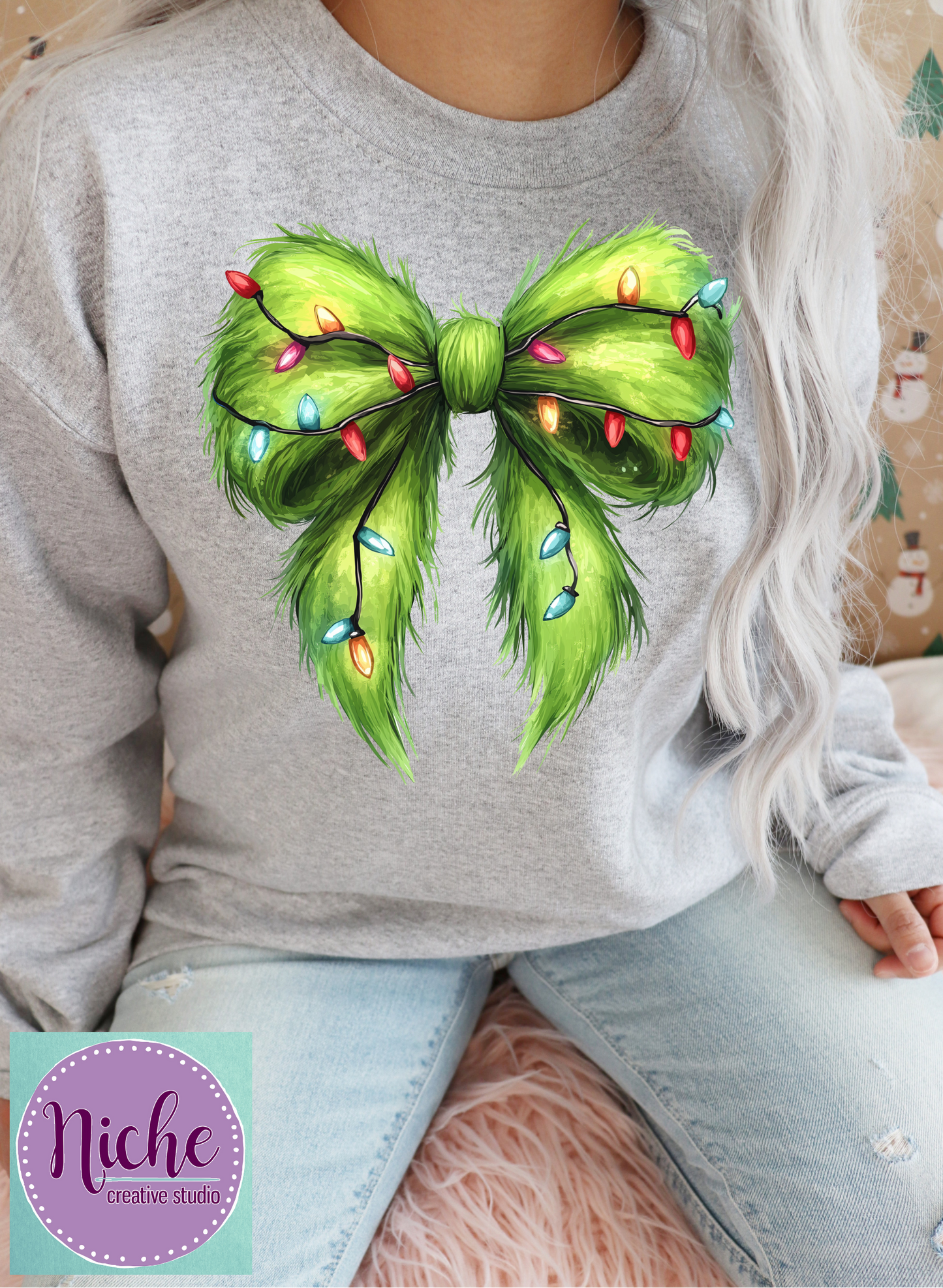 -CHR5424 Green Fur Coquette Bow Decal