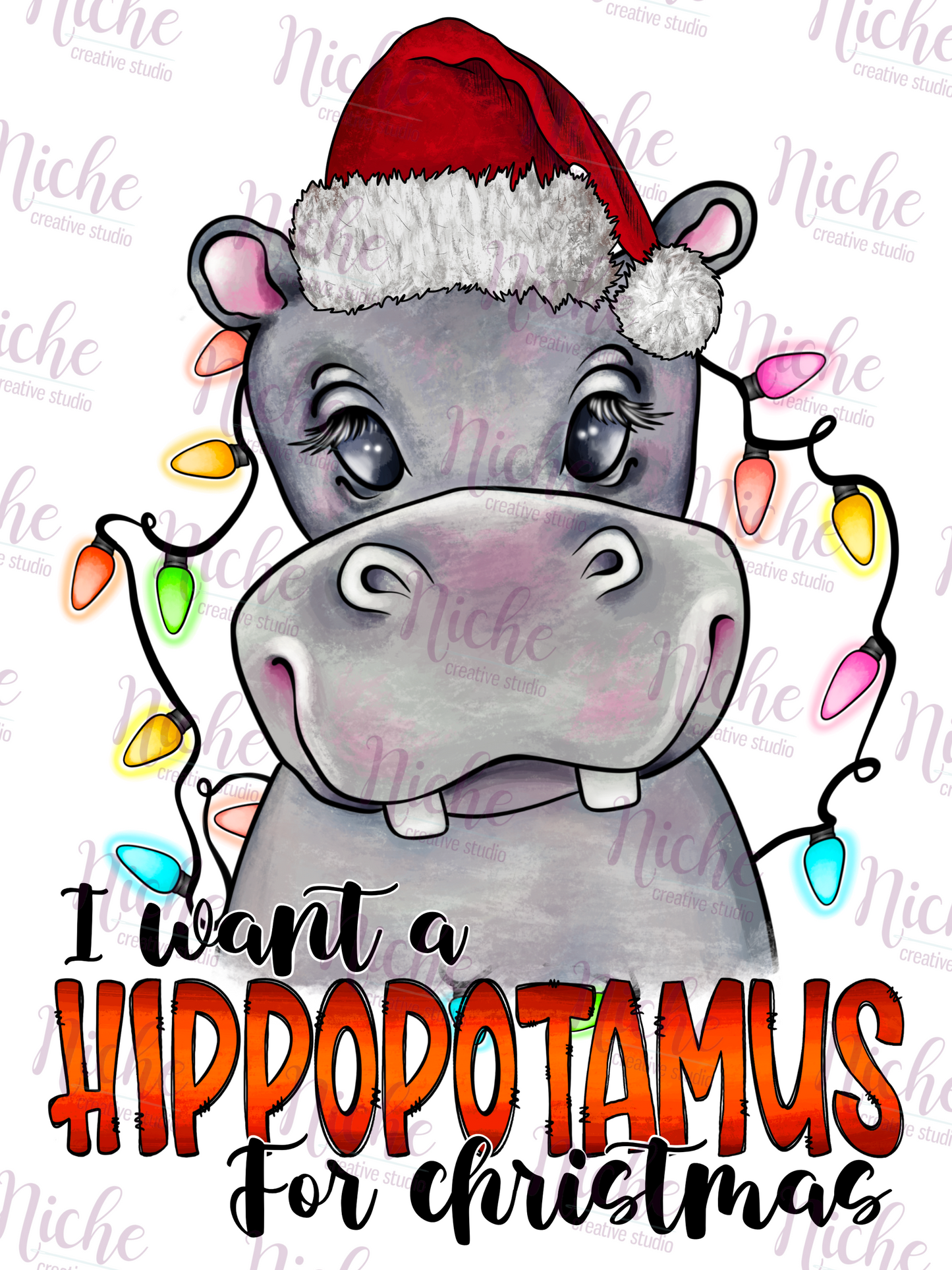 -CHR5435 I Want a Hippopotamus for Christmas Decal