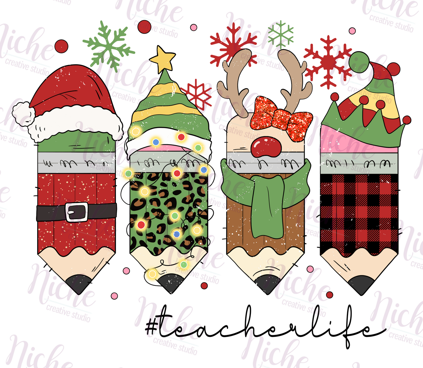 -CHR5459 Christmas Teacher Life Pencil Decal