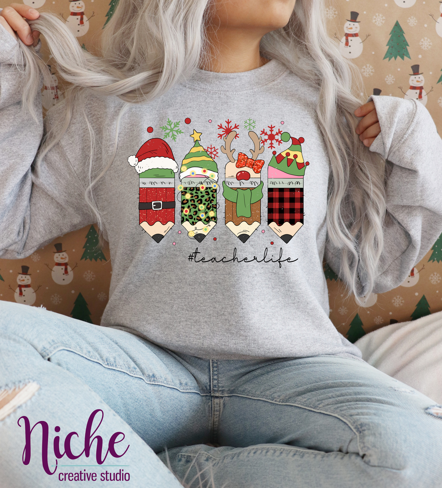 -CHR5459 Christmas Teacher Life Pencil Decal