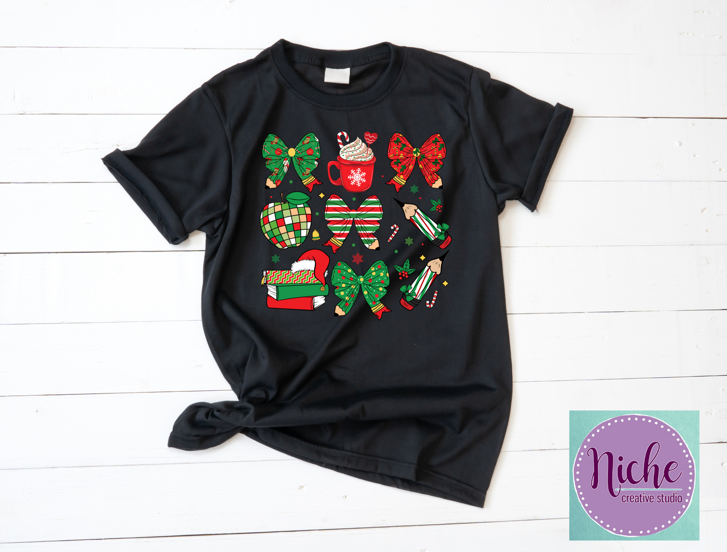 -CHR5463 Christmas Coquette Bow Teacher Decal