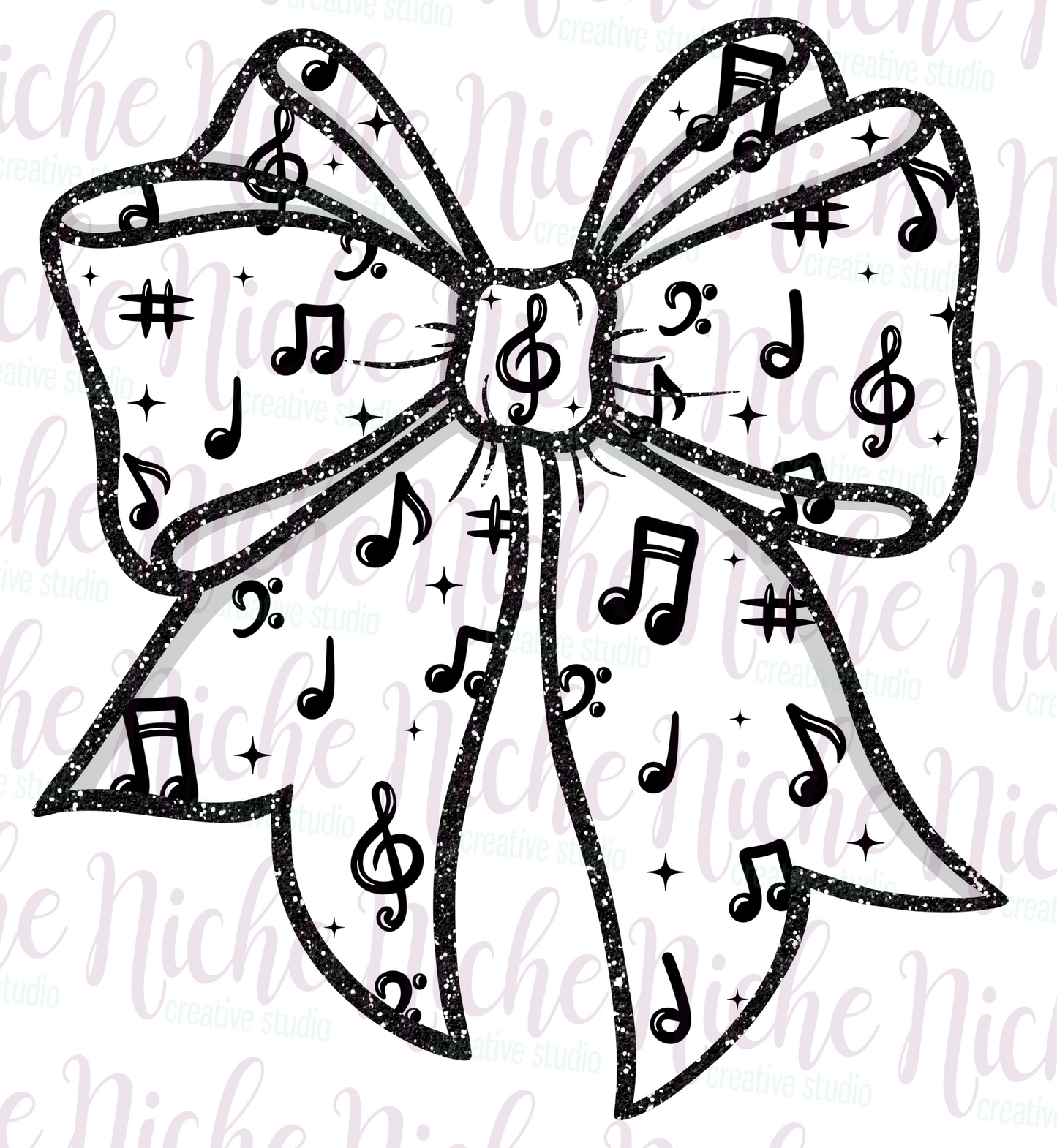 -CON8278 Coquette Bow Music Notes Decal