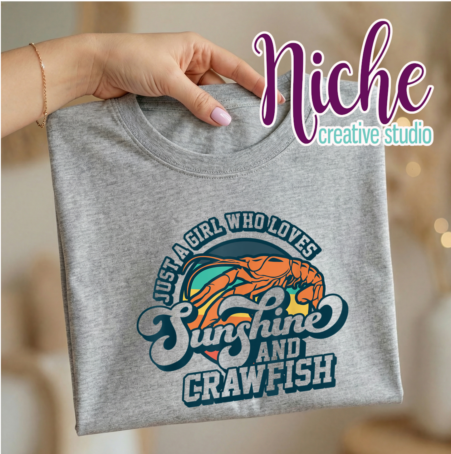 -CRA8165 Retro Sunshine and Crawfish Decal