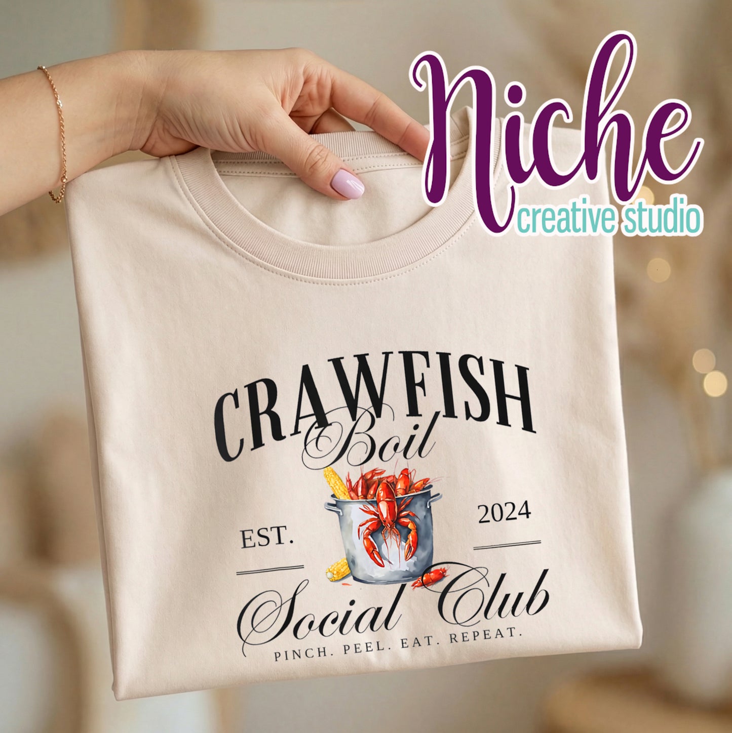 -CRA8166 Vintage Crawfish Boil Social Club Decal