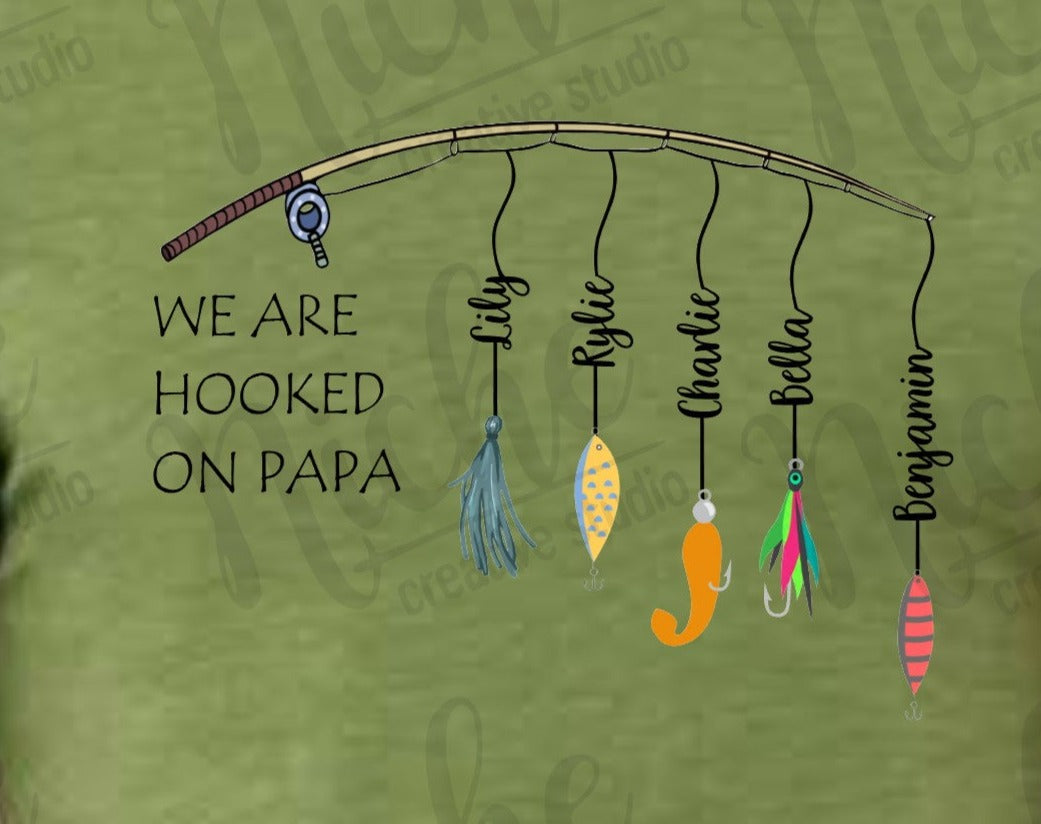 * DAD241 Fishing Pole with Names Personalized Decal