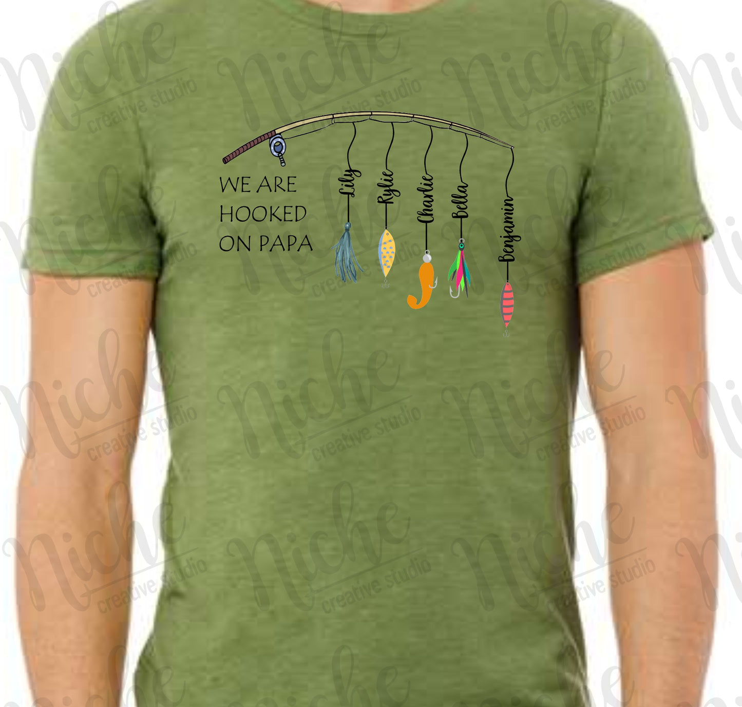 * DAD241 Fishing Pole with Names Personalized Decal