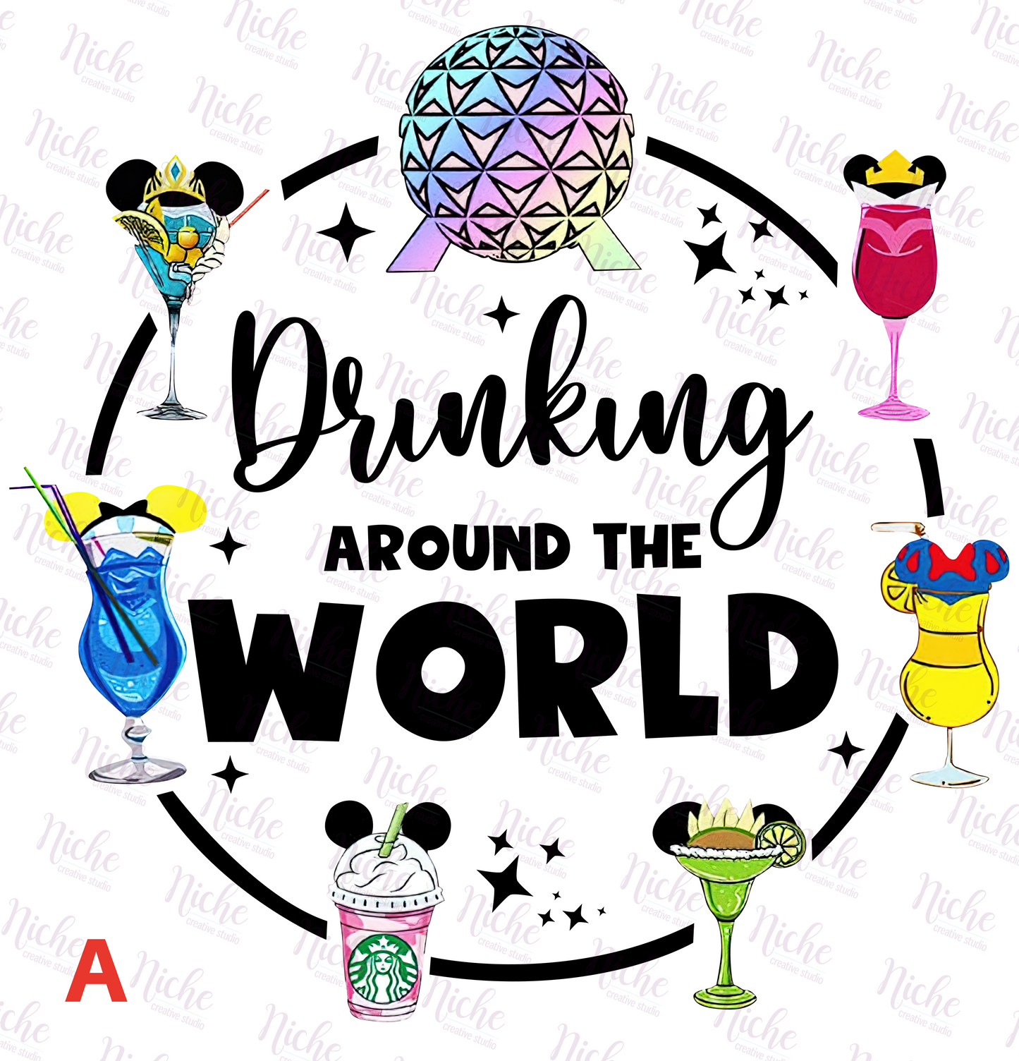 -DIS895 Drinking Around the World Decal