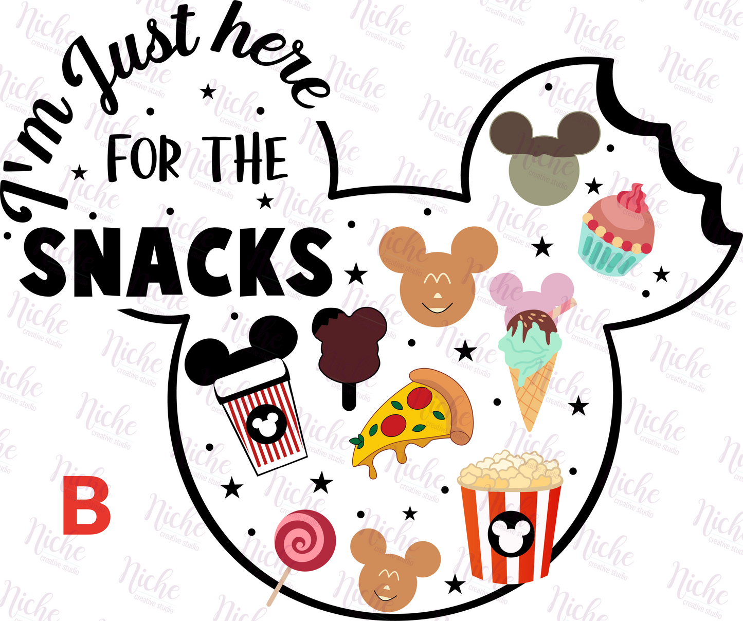 -DIS894 Here for the Snacks Decal