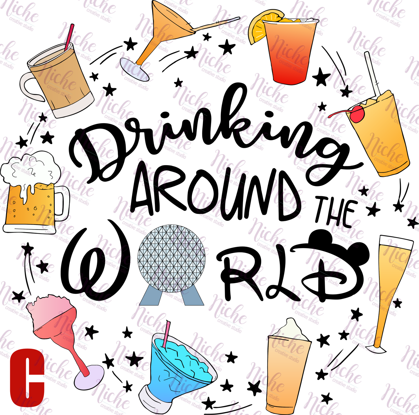 -DIS895 Drinking Around the World Decal