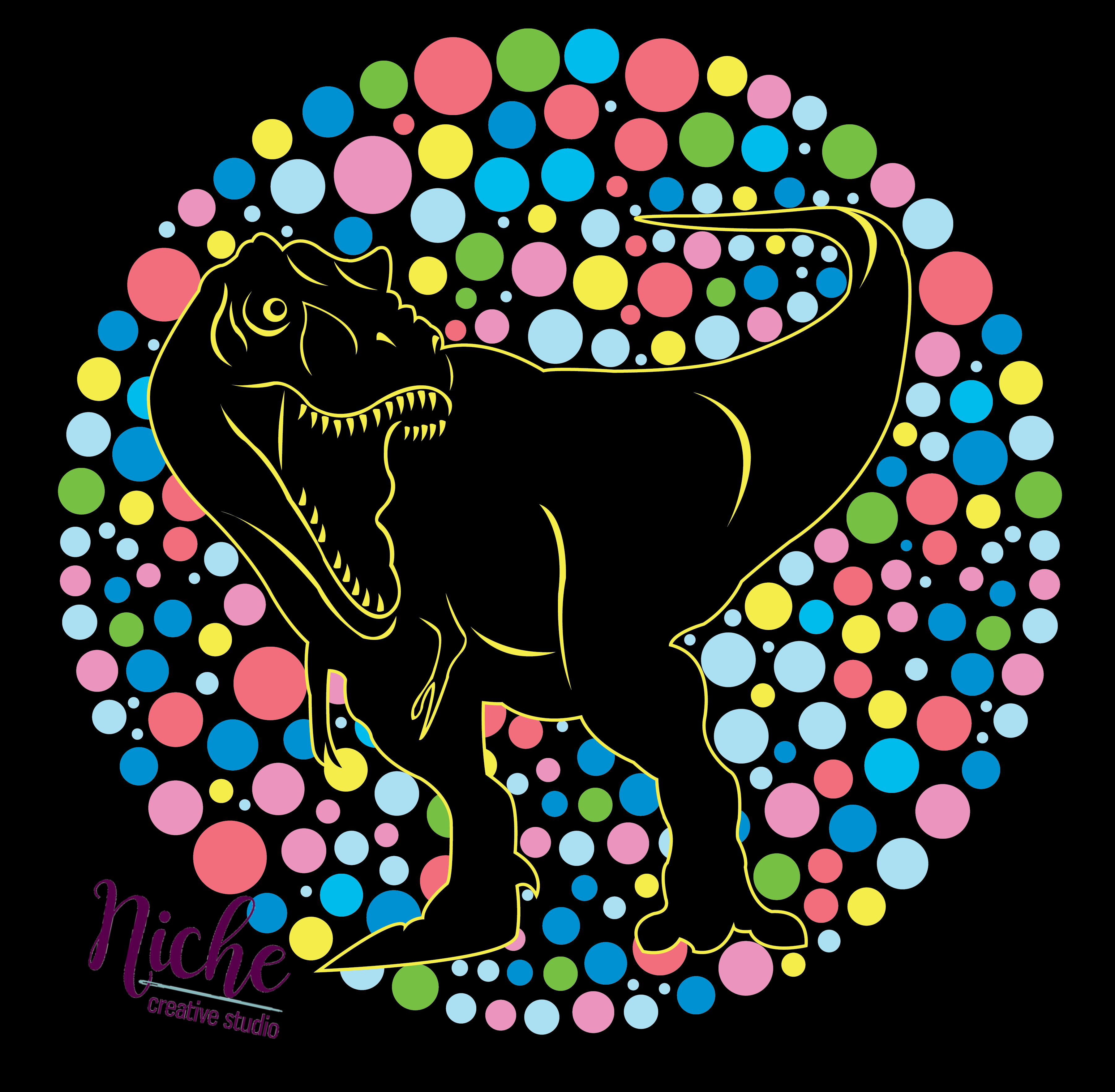 DOT705 Circle Dino Decal – Niche Creative Studio