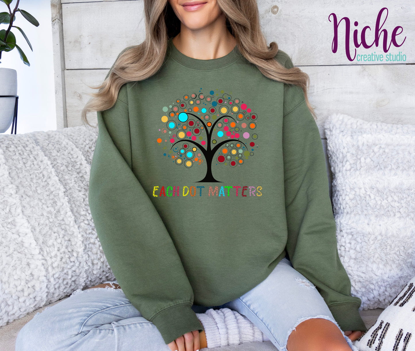 -DOT8305 Each Dot Matters Colorful Tree Decal