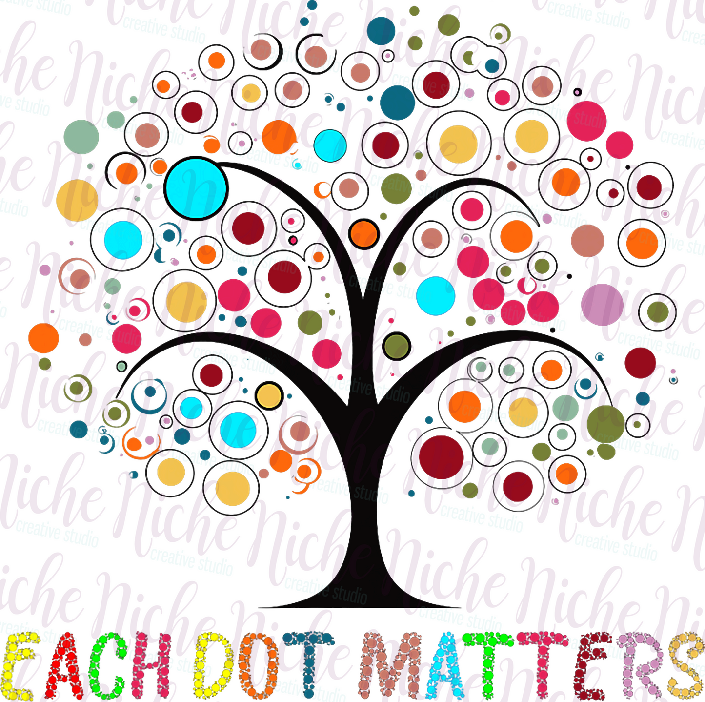 -DOT8305 Each Dot Matters Colorful Tree Decal