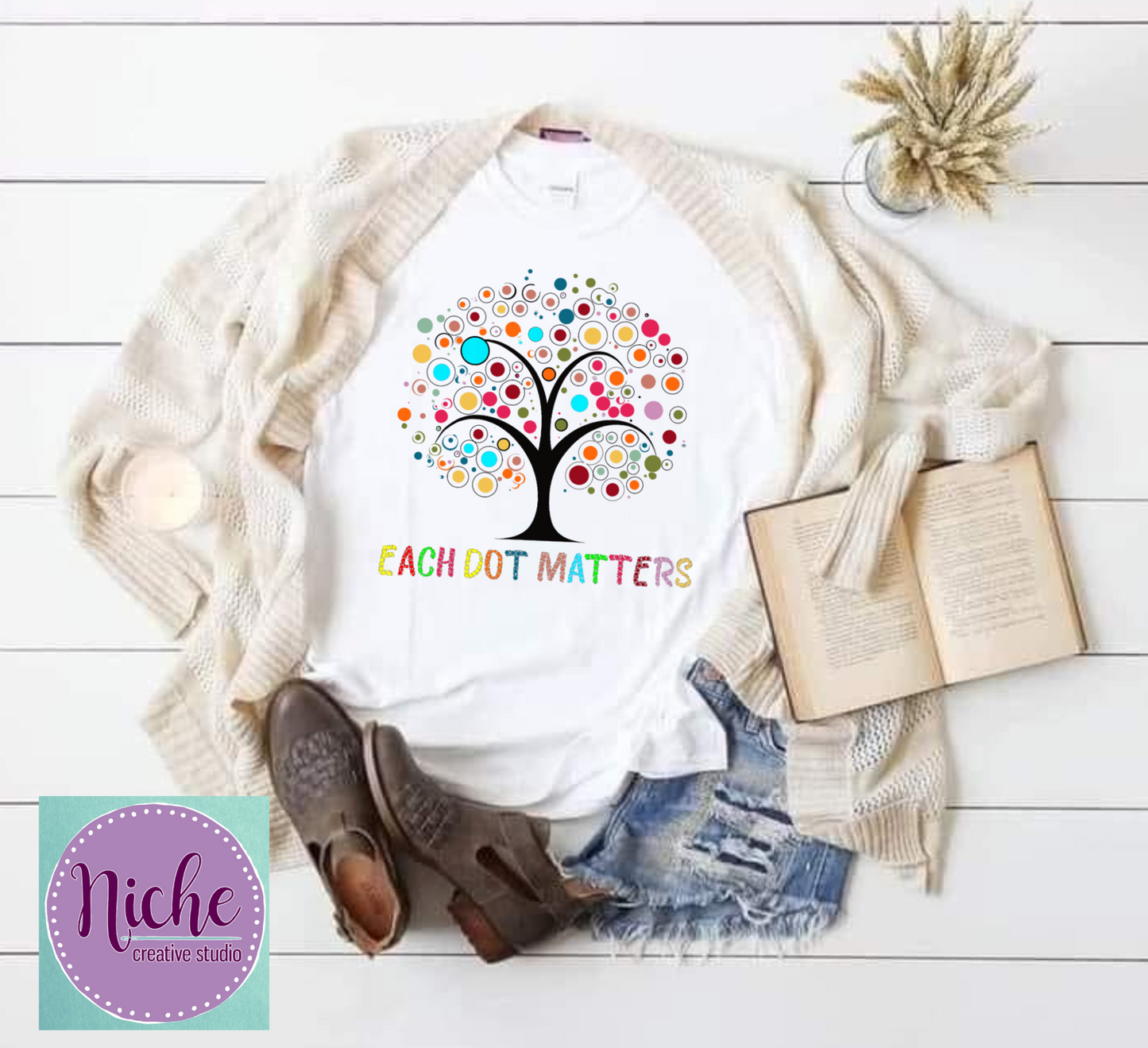 -DOT8305 Each Dot Matters Colorful Tree Decal