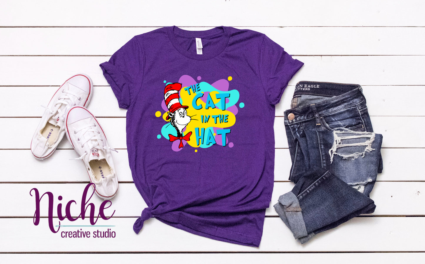 -DRS1627 Cat in the Hat Watercolor Decal