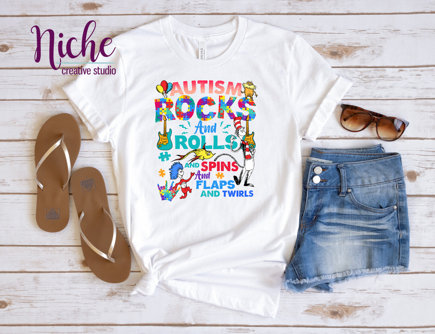 -DRS1642 Autism Rock and Roll Decal