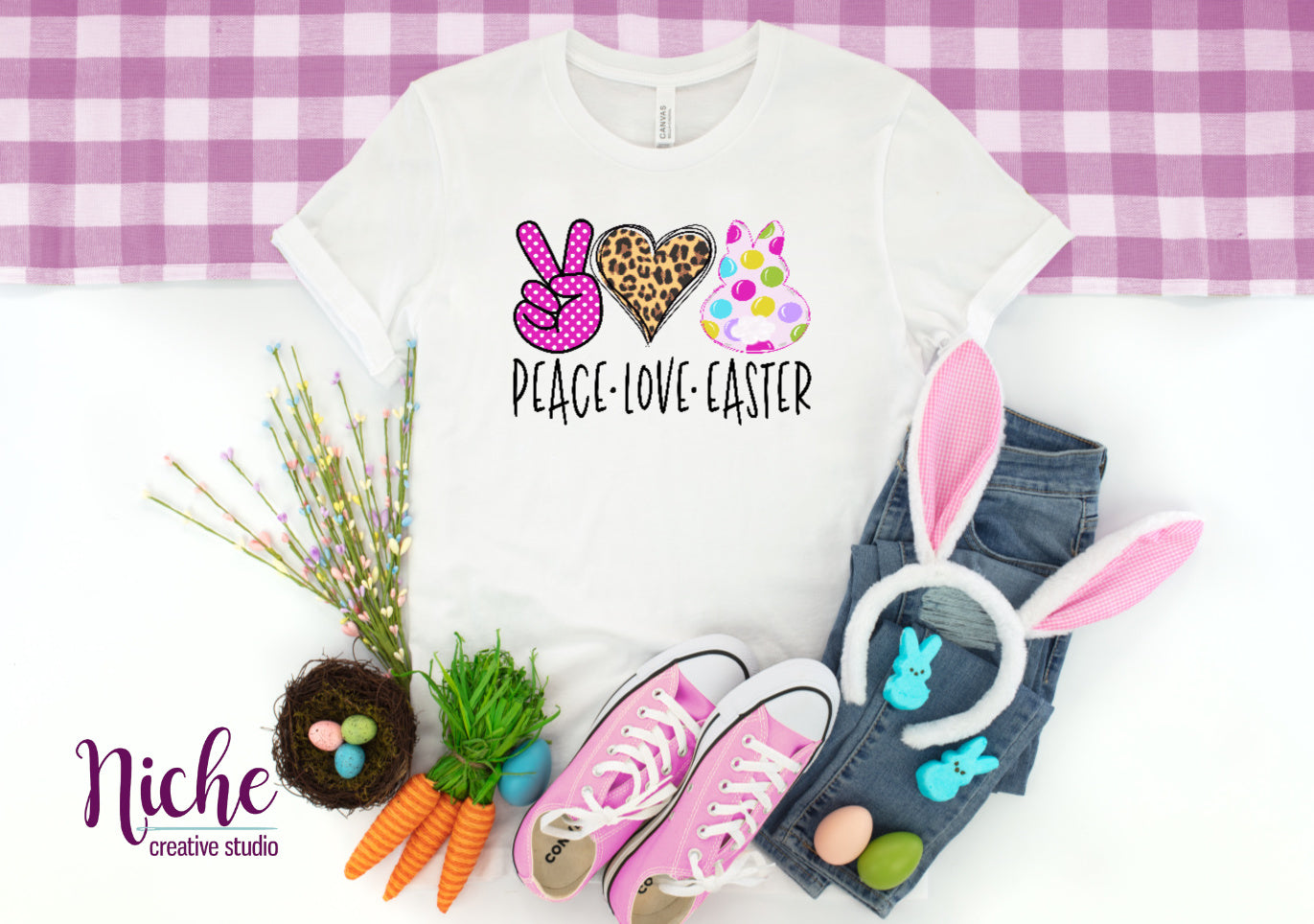 -EAS1681 Peace Love Easter Decal