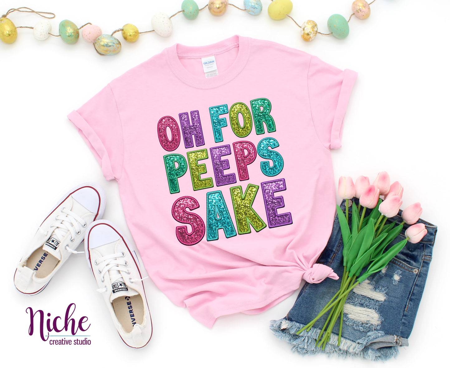 -EAS1694 Faux Sequin Easter Decal