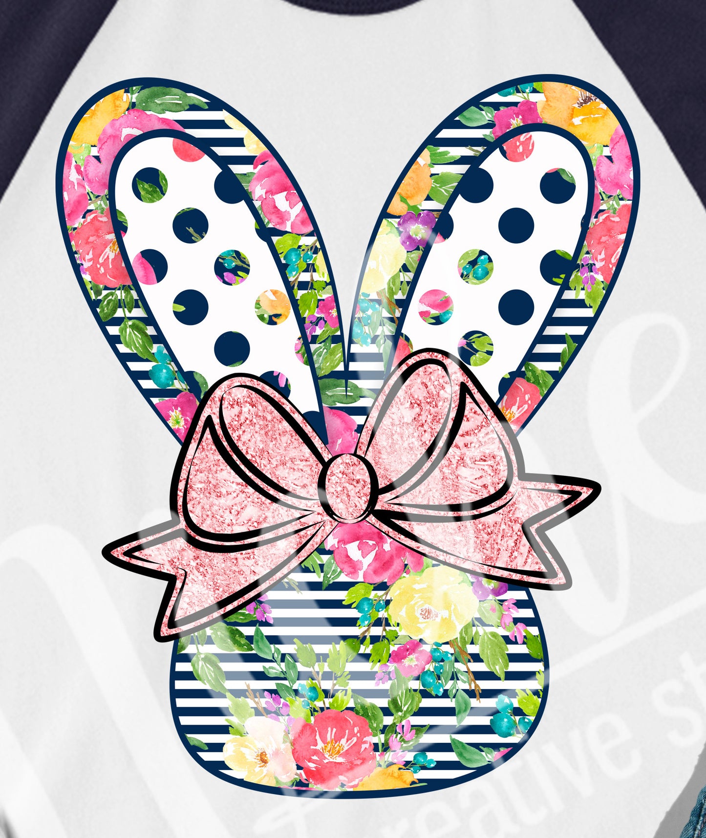 -EAS2521 Navy Bow Bunny Decal