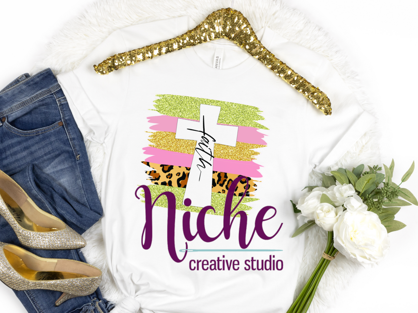 -EAS2527 Glitter Cross Faith Decal