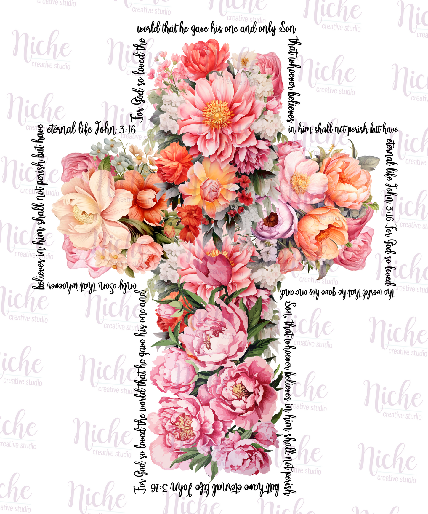 -EAS8098 Floral Cross Decal