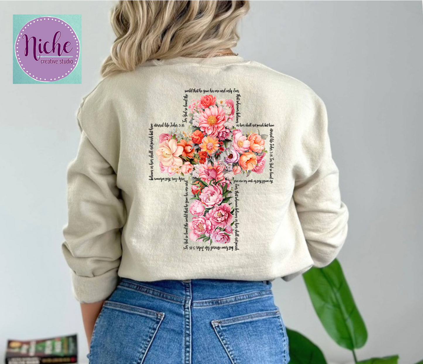 -EAS8098 Floral Cross Decal