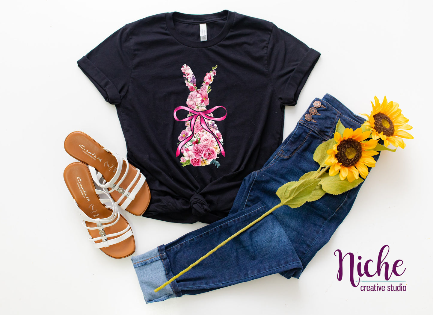 -EAS8099 Watercolor Floral Easter Bunny Decal