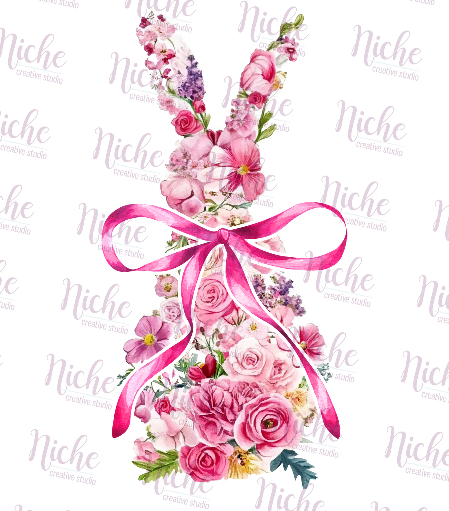 -EAS8099 Watercolor Floral Easter Bunny Decal
