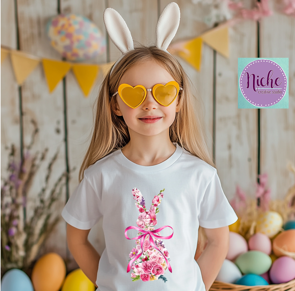 -EAS8099 Watercolor Floral Easter Bunny Decal