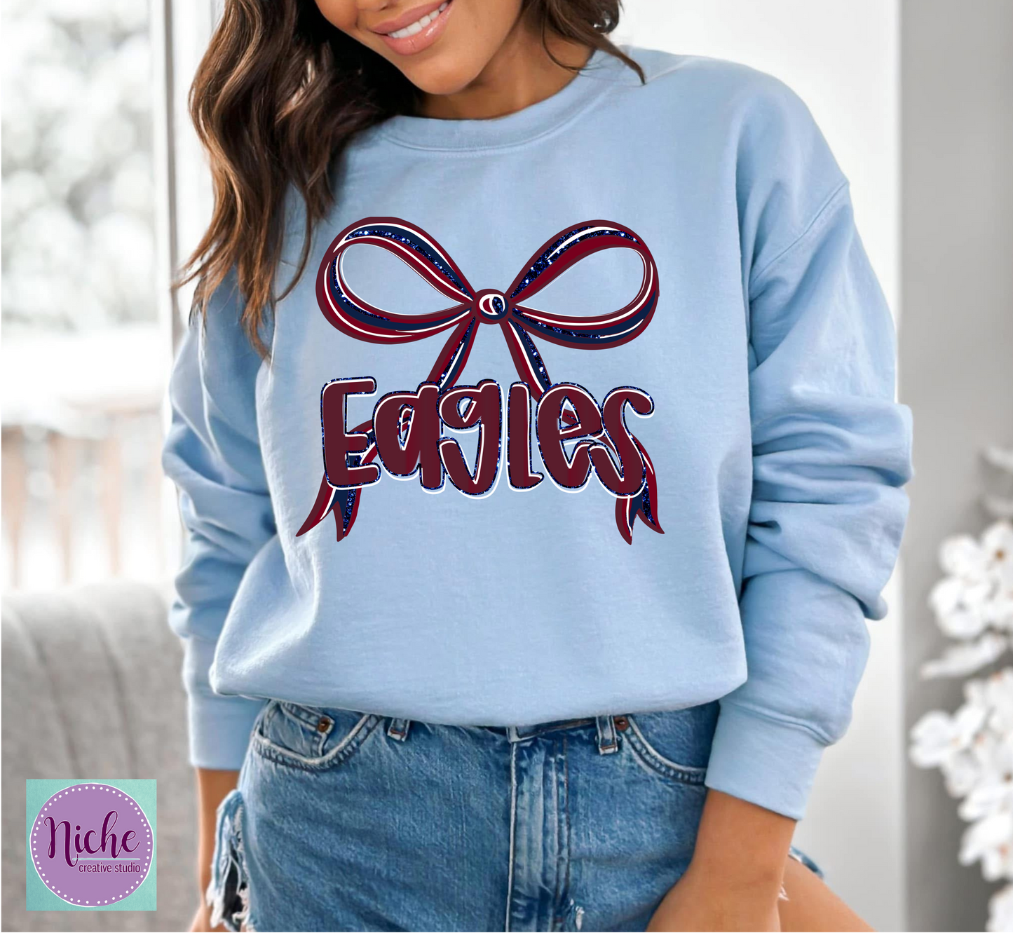 -EDS3392 Eagles Preppy Bow Decal