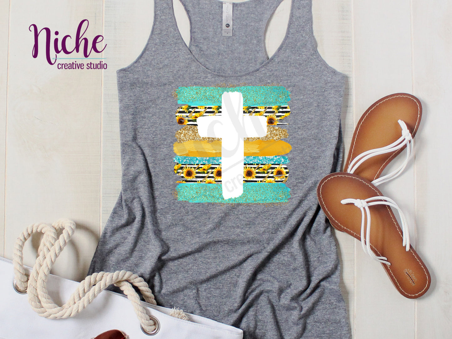 -FAI1469 Cross Sunflower Decal