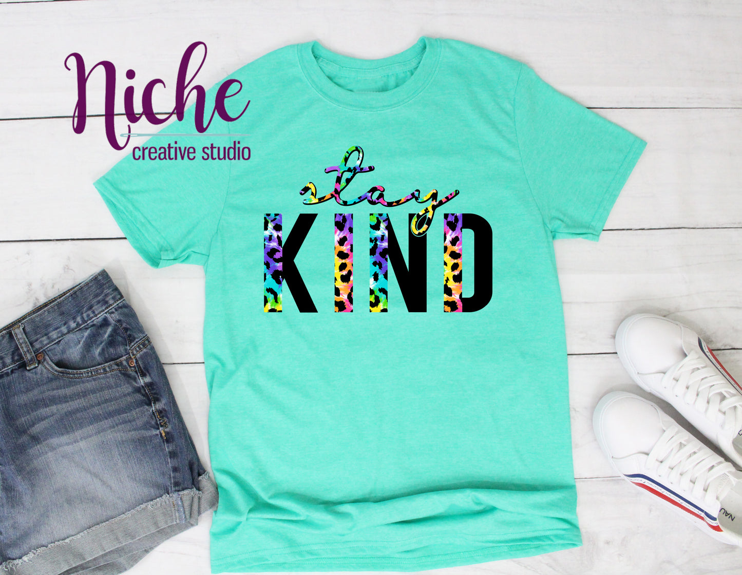 -FAI554 Stay Kind Leopard Tie Dye Decal