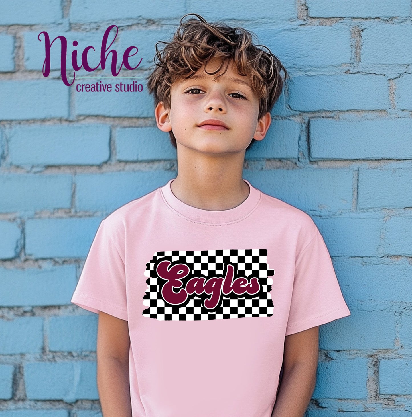 -SCH8252 Eagles Retro Checkered Maroon Decal