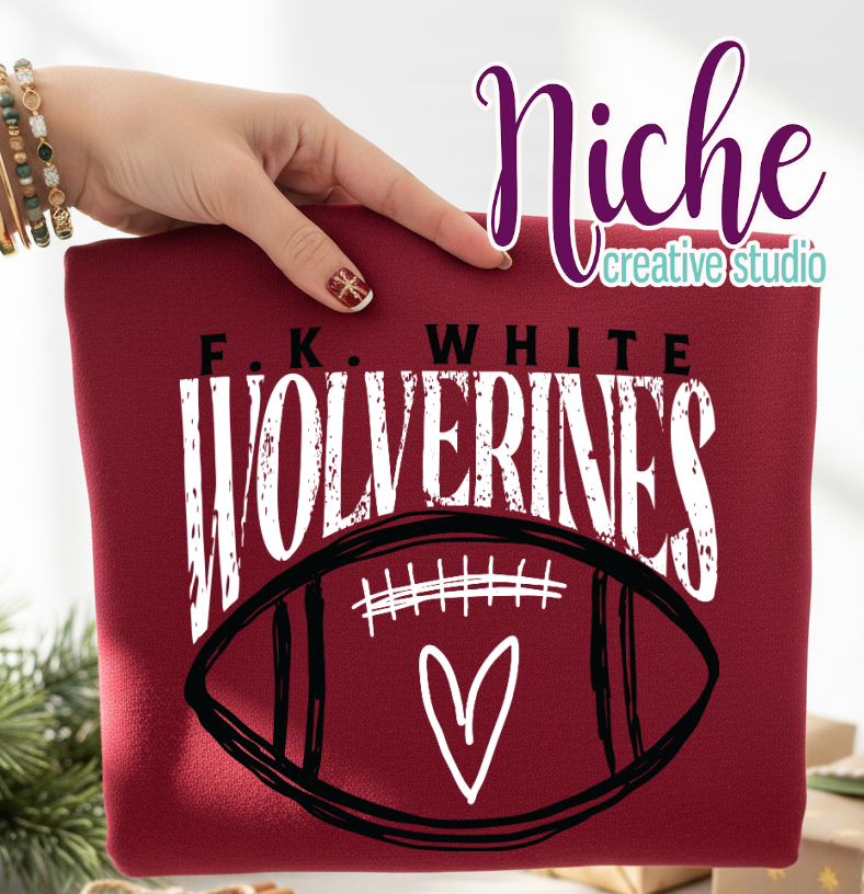 -FKW8001 Football with Heart Decal