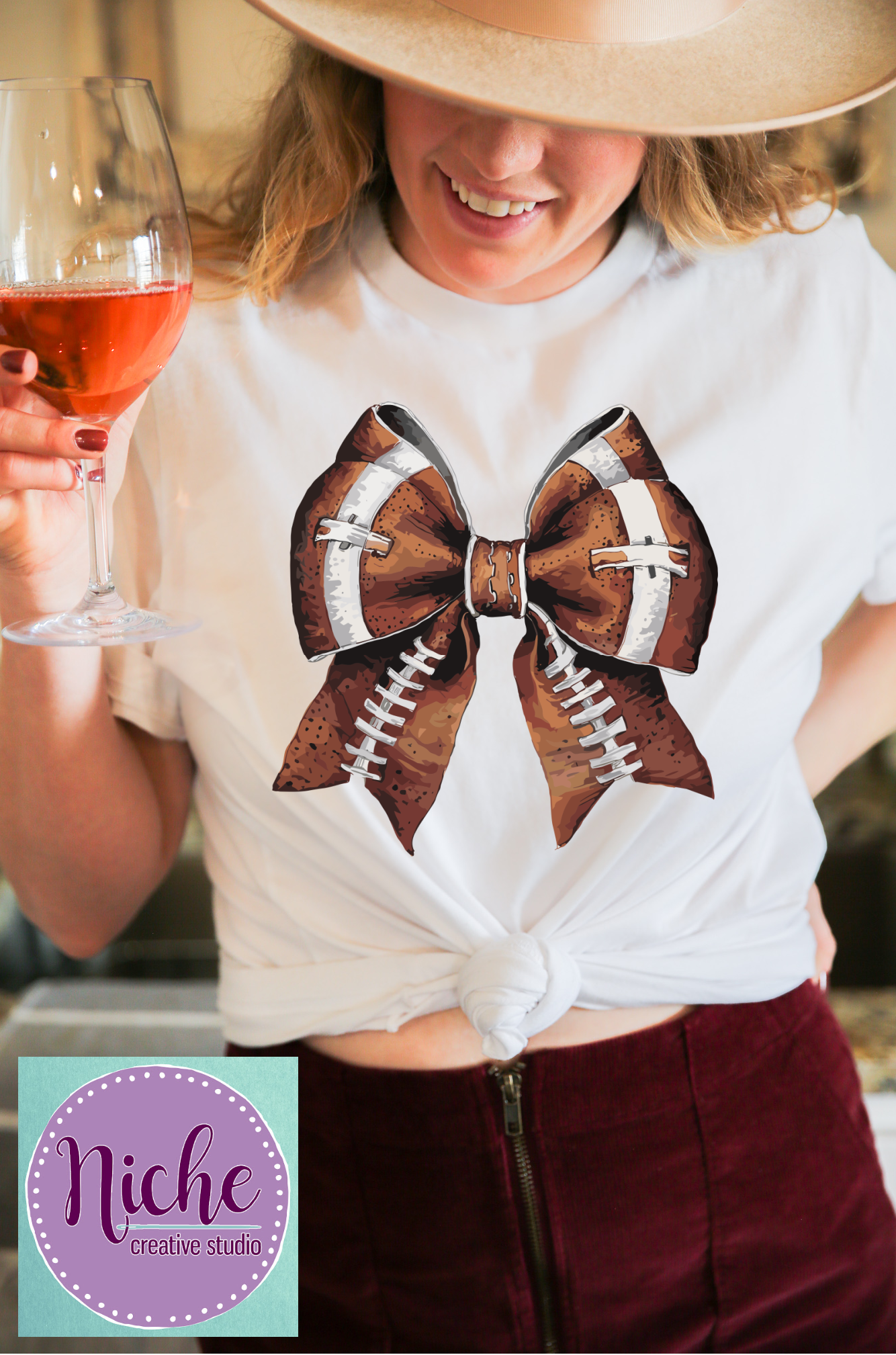 -FOO5234 Football Bow Decal