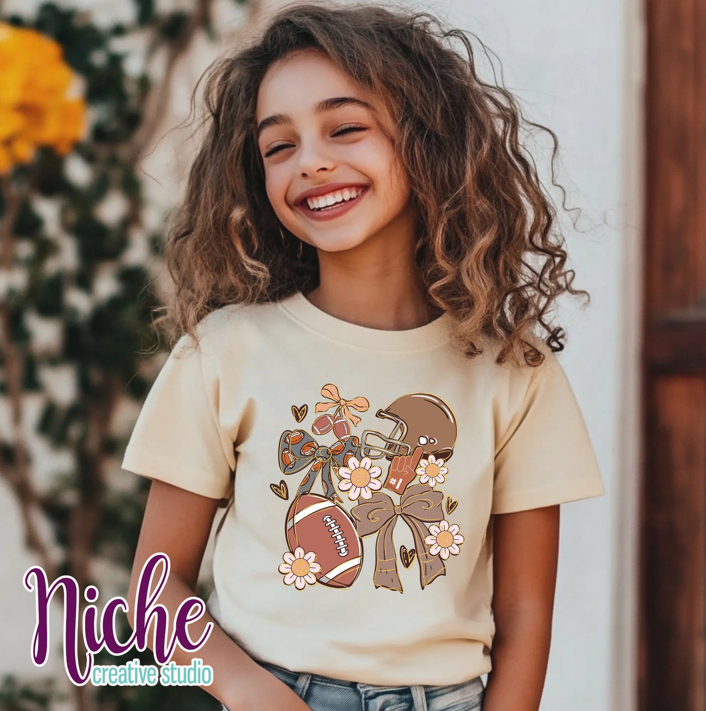 -FOO8310 Coquette Football Decal