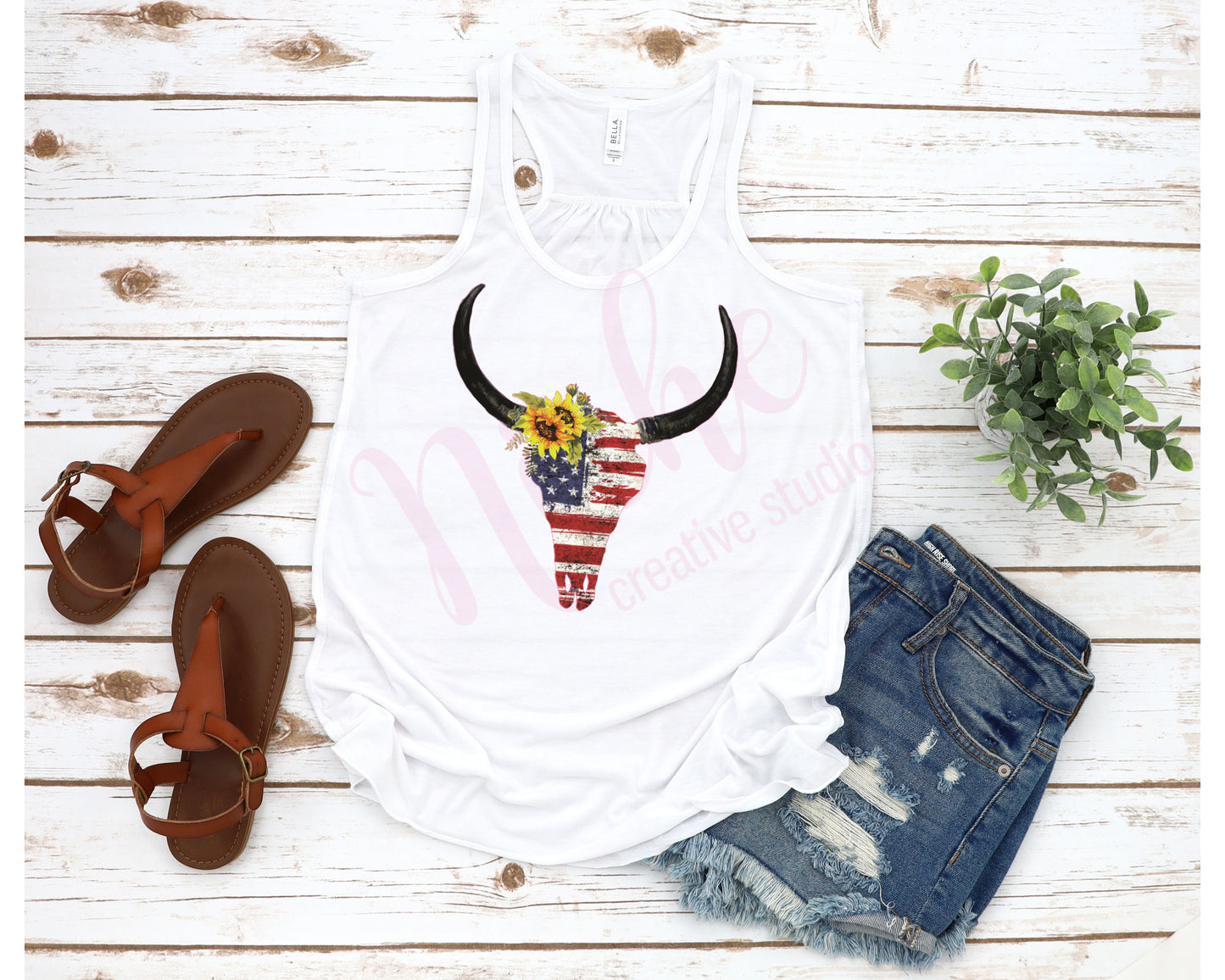 - FOU2548 American Skull Sunflower Decal