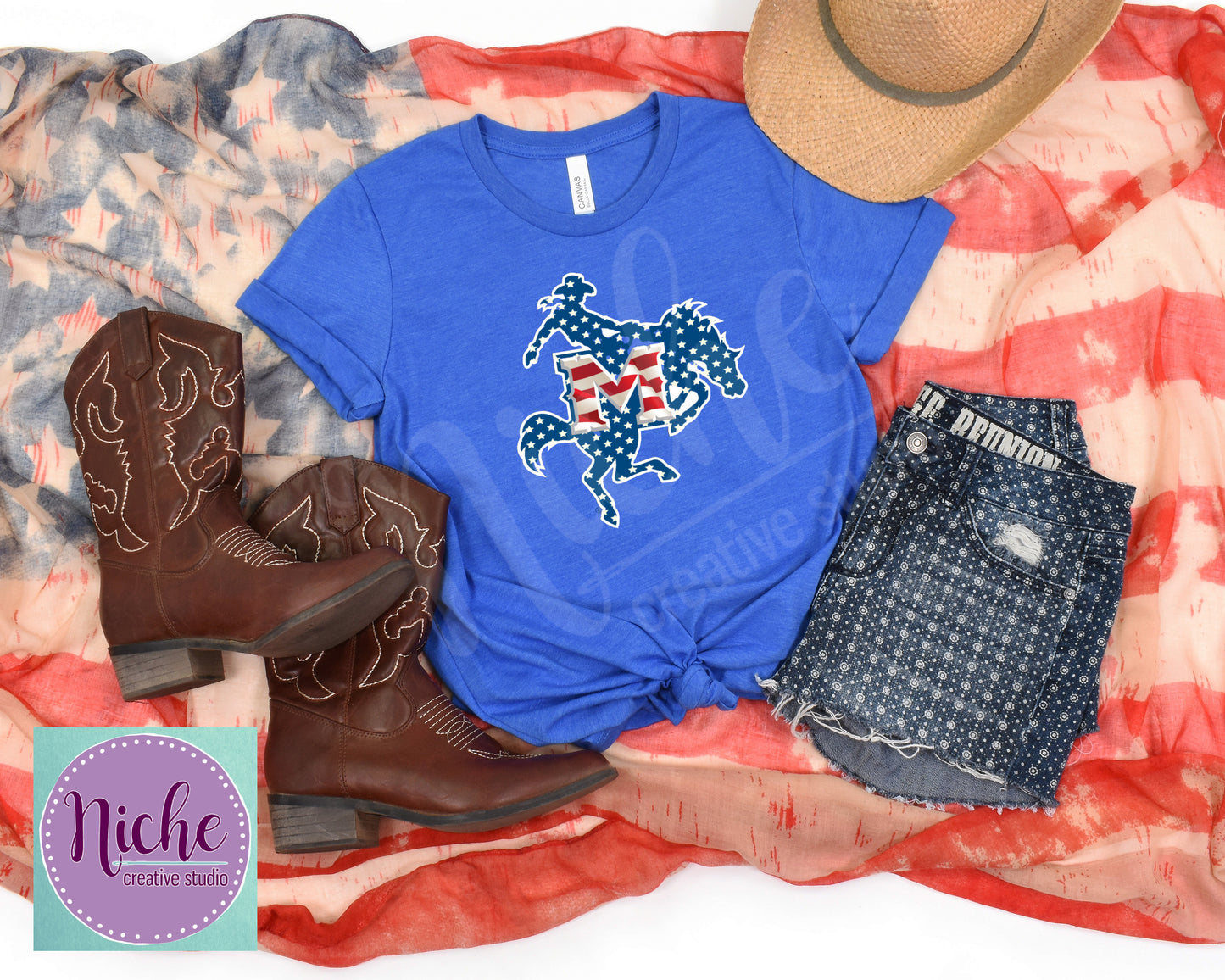 - MCN2578 Patriotic Cowboy Decal