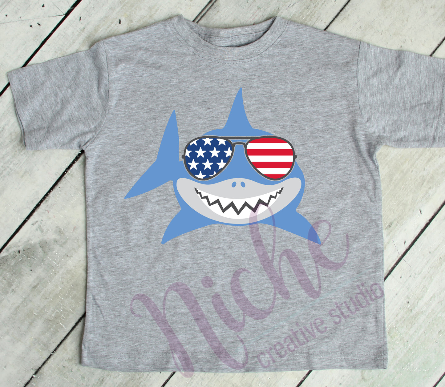 - FOU2581 Patriotic Shark Decal