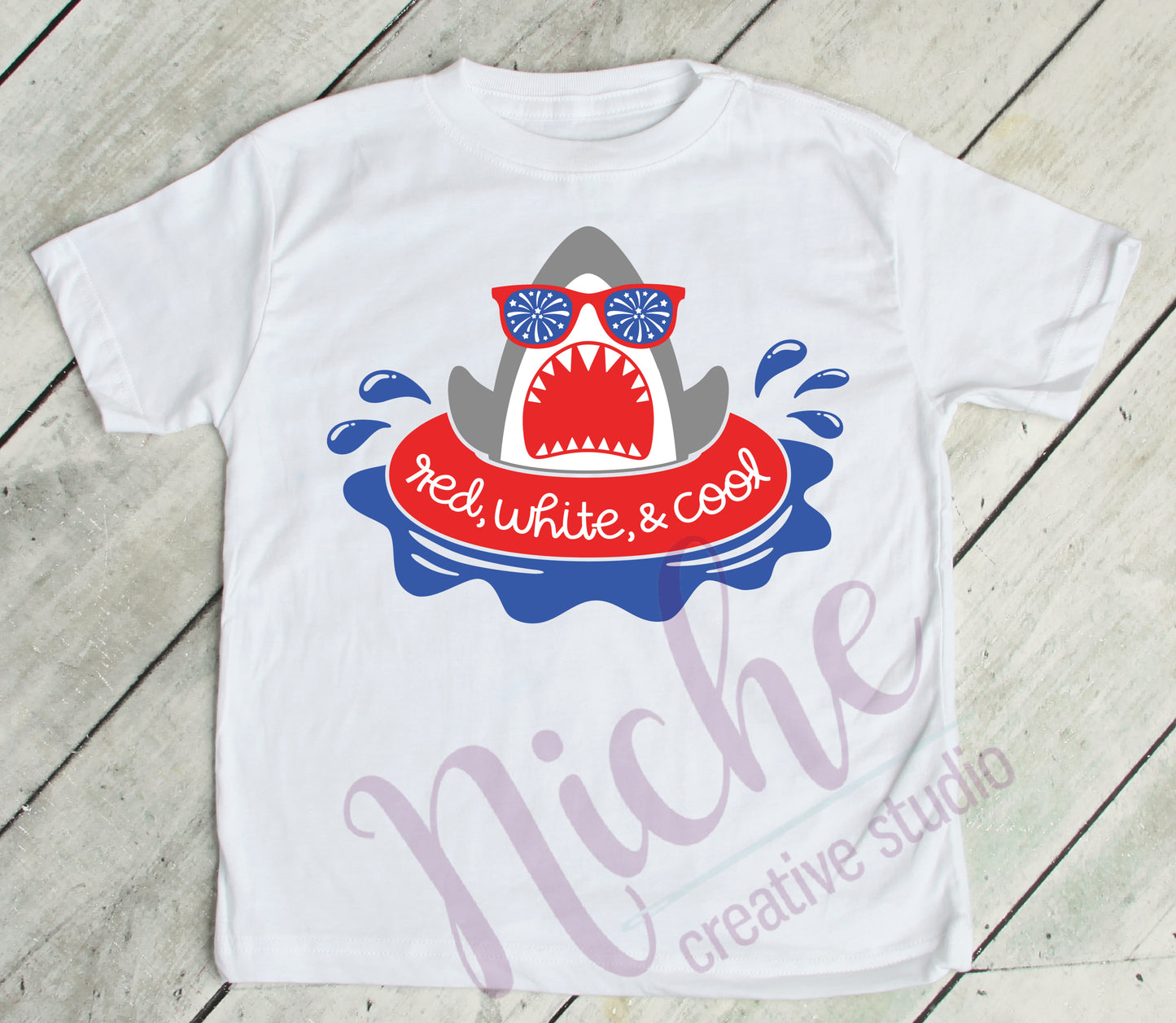 - FOU2583 Red White and Cool Shark Decal