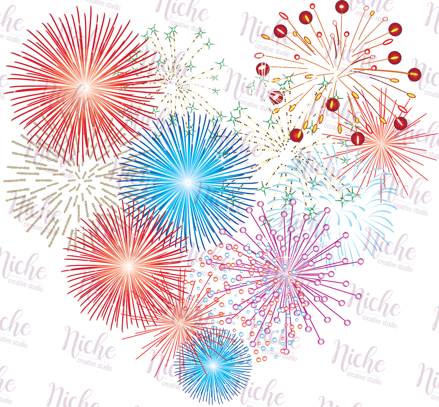 -FOU5045 Heart Fireworks Decal