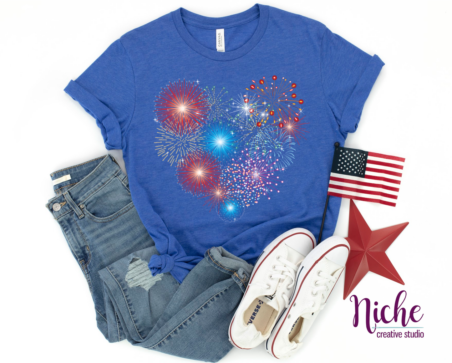 -FOU5045 Heart Fireworks Decal