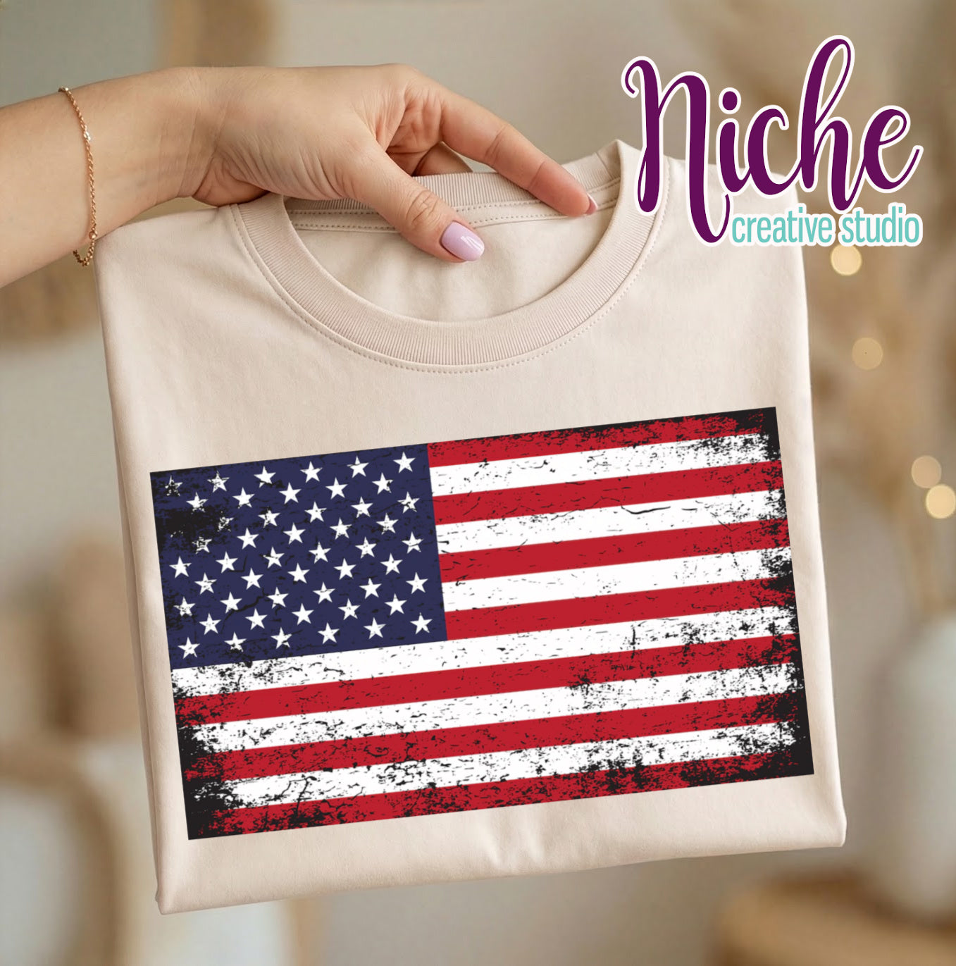 -FOU8227 USA Flag Grunge Decal