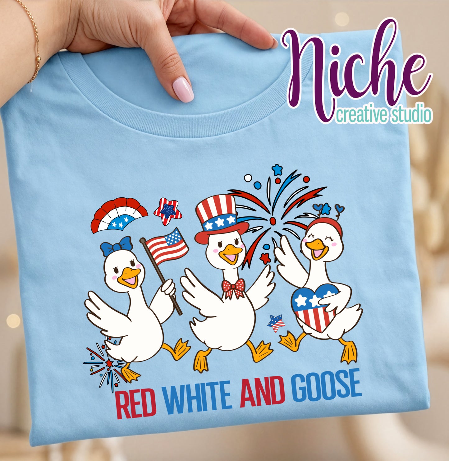 -FOU8241 Red, White, and Goose Decal