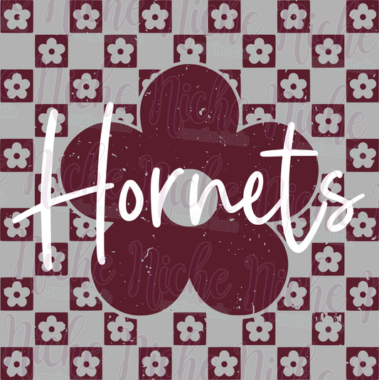 -GRA8396 Checkered Flower Hornets Decal