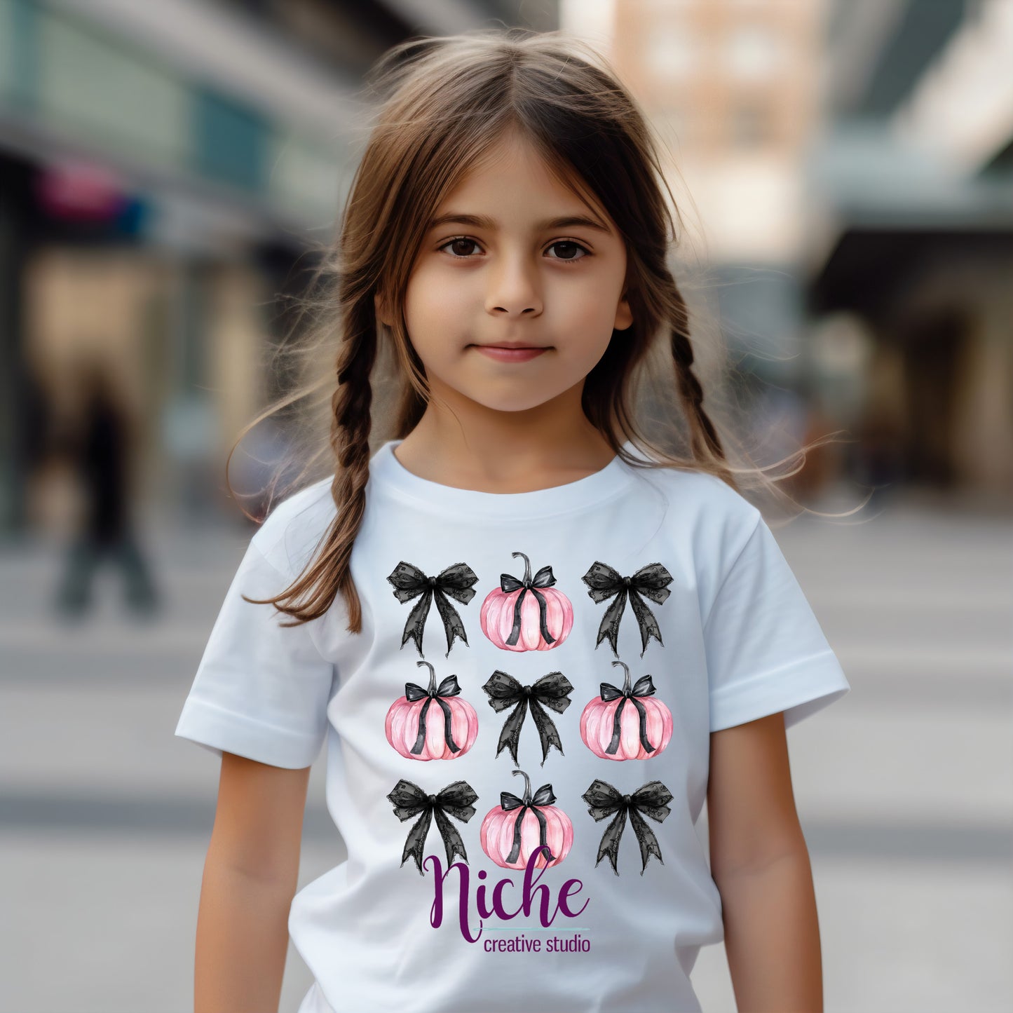 -HAL5337 Black Bows and Pink Pumpkins Coquette Decal