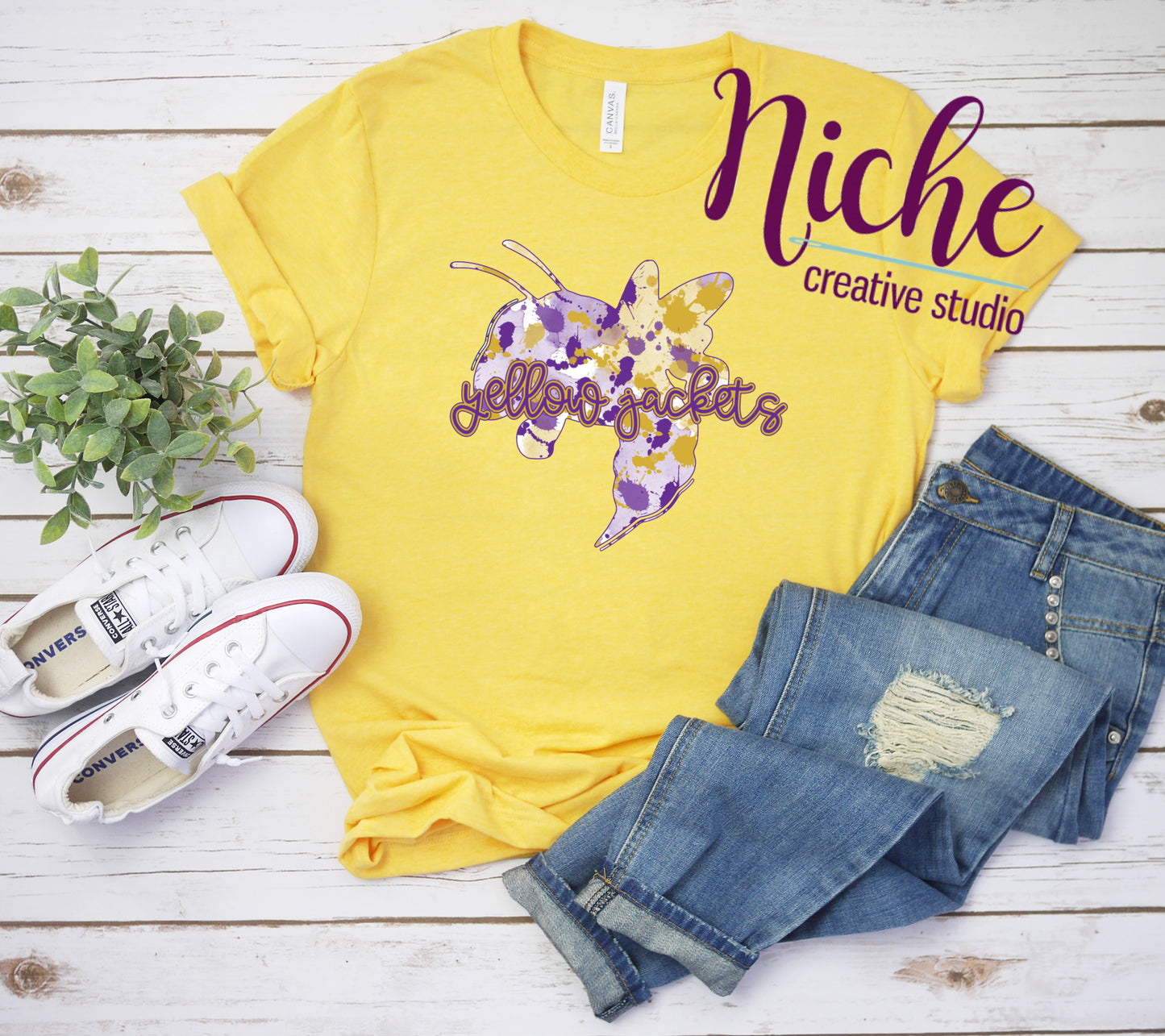 - IOW558 Yellow Jackets Purple Watercolor Decal