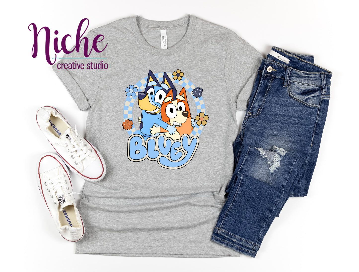 -KID1773 Blue and Flowers Decal